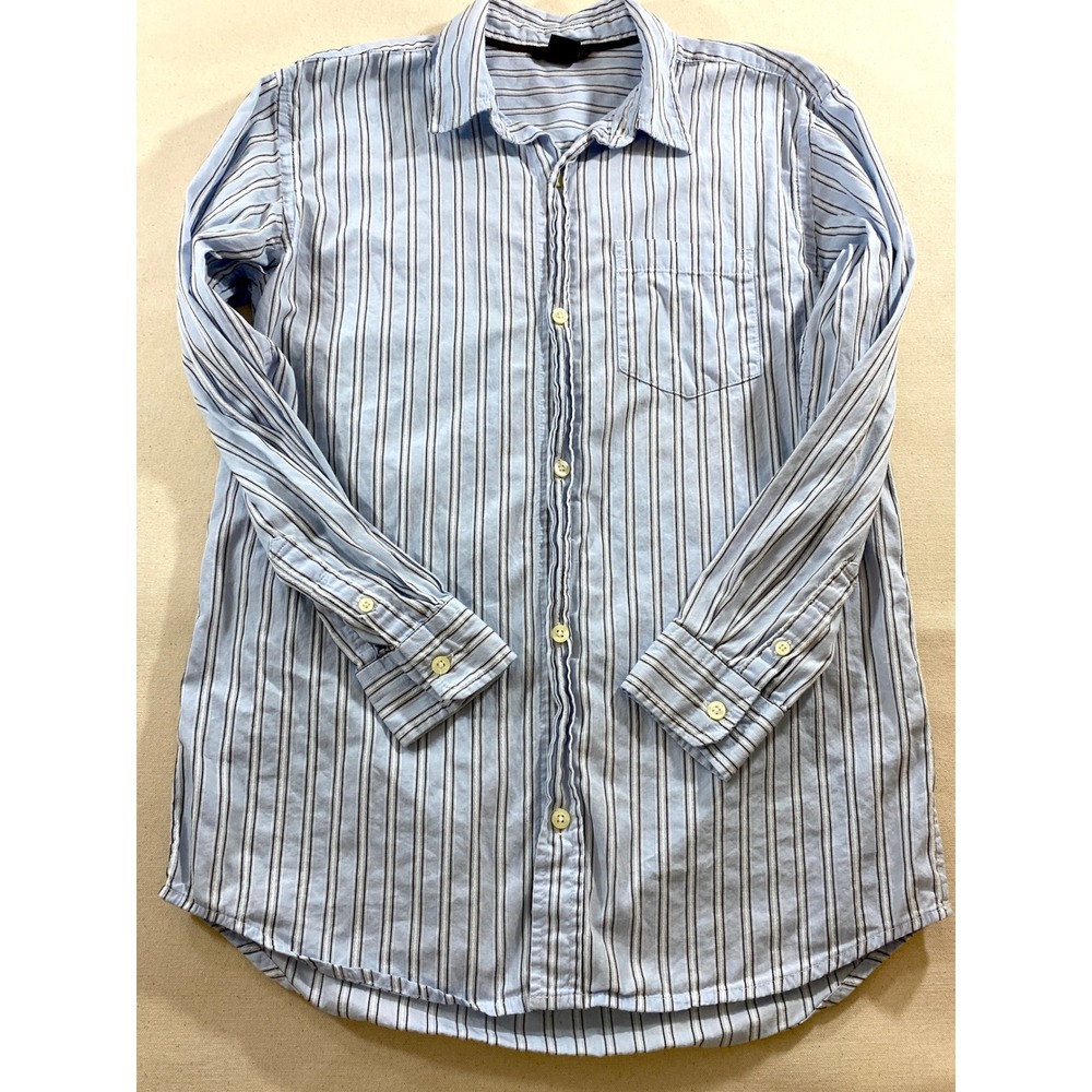Gap Kids Boys XXL 14-16 Blue Striped Long Sleeve Button Down Shirt Pocket